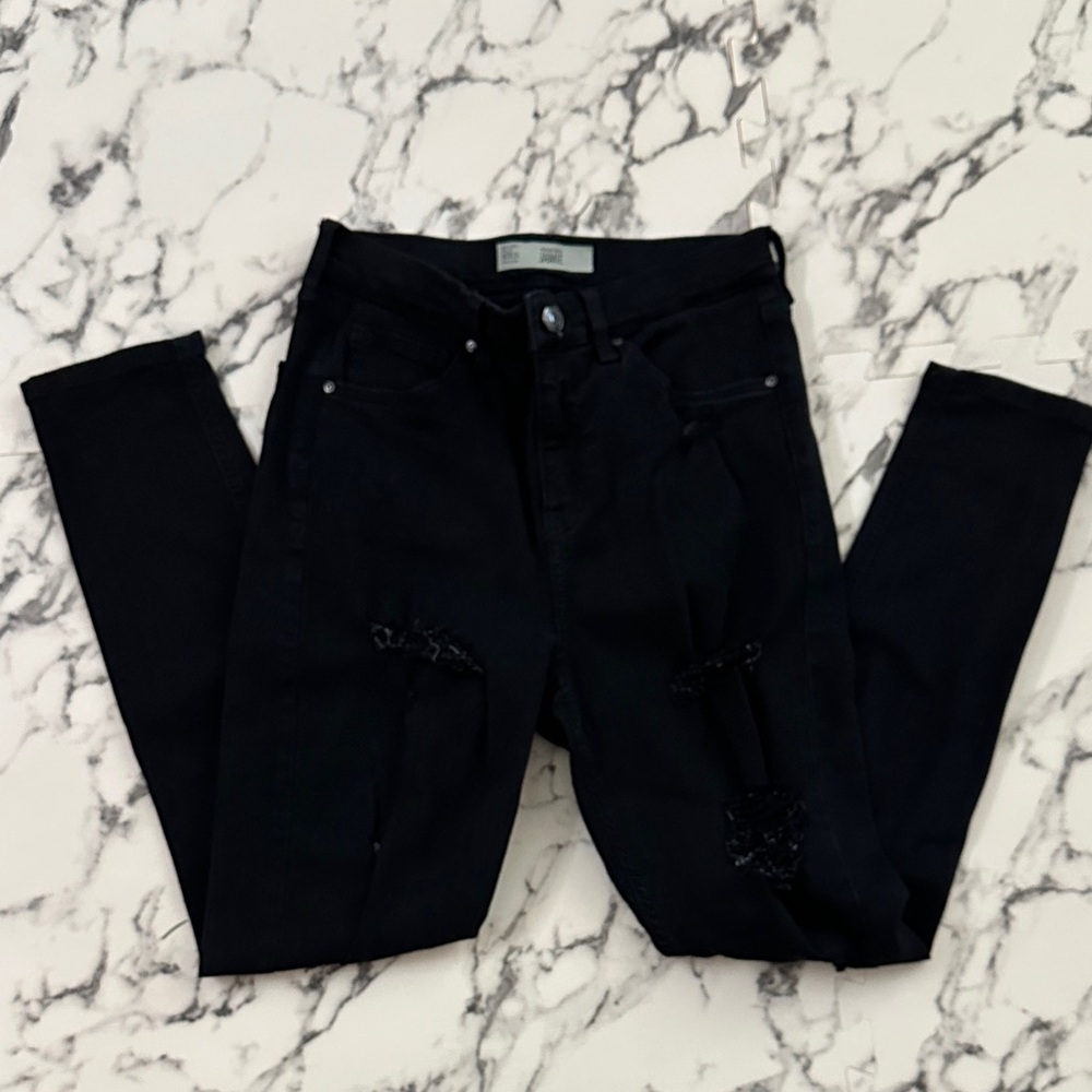 Topshop Black Skinny Distressed Jeans